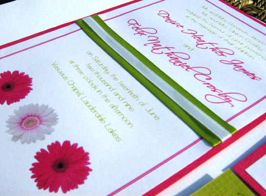 Pink And Green Wedding Invitations