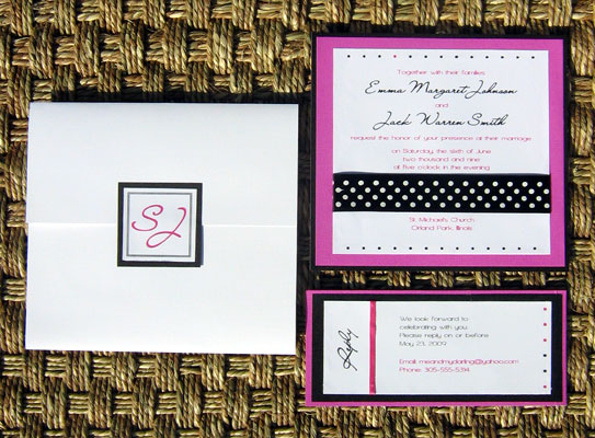 wedding invitations pink and black