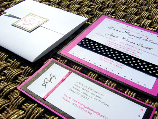 Pink and Black Wedding Invitation 05 Pink and Black 05
