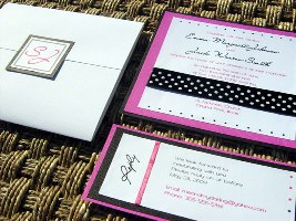 Pink and Black Wedding Invitation 06